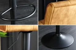 Höhenverstellbarer Barhocker MODENA senfgelb Samt Metall schwarz drehbar