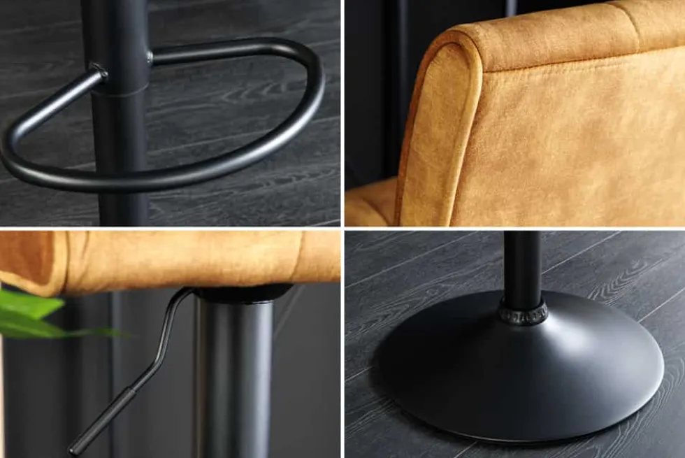 Höhenverstellbarer Barhocker MODENA senfgelb Samt Metall schwarz drehbar