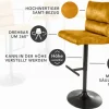 Höhenverstellbarer Barhocker COMFORT senfgelb Samt drehbar mit Lehne Metall schwarz