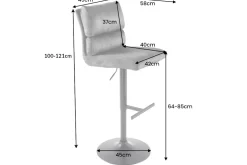 Höhenverstellbarer Barhocker COMFORT senfgelb Samt drehbar mit Lehne Metall schwarz