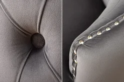 Höhenverstellbarer Barhocker CASTLE DELUXE grau Samt silber Edelstahl Löwenkopf