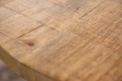 Höhenverstellbarer Beistelltisch ENGINEER 50cm Mangoholz Industrial Design massiv rund Eisen