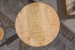 Höhenverstellbarer Beistelltisch ENGINEER 30cm Mangoholz Industrial Design massiv rund Eisen