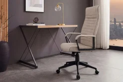 Höhenverstellbarer Bürostuhl LAZIO taupe Vogue Velours Samt drehbar mit Rollen