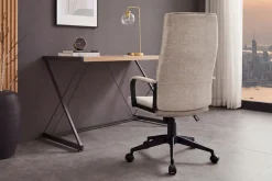 Höhenverstellbarer Bürostuhl LAZIO taupe Vogue Velours Samt drehbar mit Rollen
