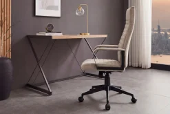 Höhenverstellbarer Bürostuhl LAZIO taupe Vogue Velours Samt drehbar mit Rollen