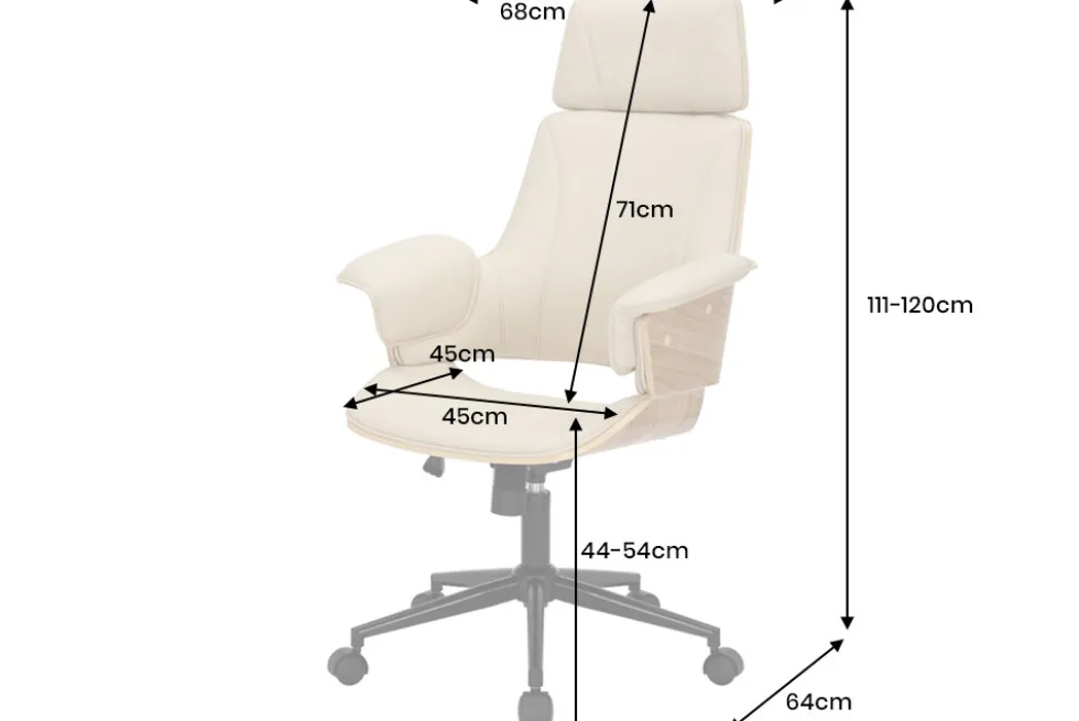 Höhenverstellbarer Bürostuhl MANHATTAN natur Eiche creme beige Kunstleder drehbar