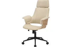 Höhenverstellbarer Bürostuhl MANHATTAN natur Eiche creme beige Kunstleder drehbar