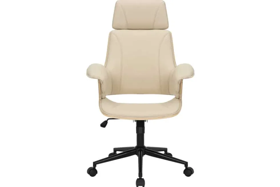 Höhenverstellbarer Bürostuhl MANHATTAN natur Eiche creme beige Kunstleder drehbar