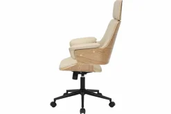 Höhenverstellbarer Bürostuhl MANHATTAN natur Eiche creme beige Kunstleder drehbar
