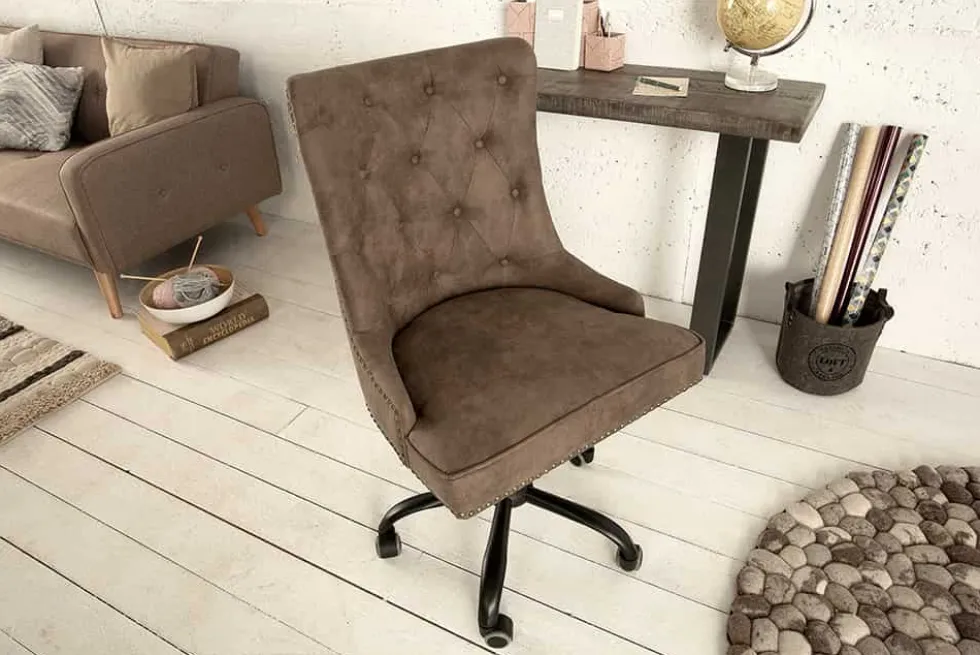 Höhenverstellbarer Bürostuhl VICTORIAN vintage taupe mit Armlehne