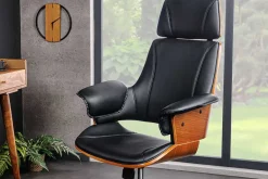 Höhenverstellbarer Bürostuhl MANHATTAN Kunstleder Walnuss mit Armlehne Retro Design