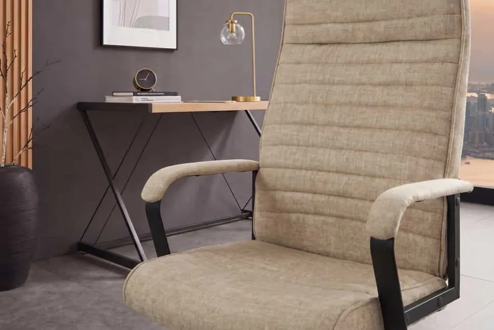 Höhenverstellbarer Bürostuhl LAZIO beige Vogue Velours Samt drehbar mit Rollen