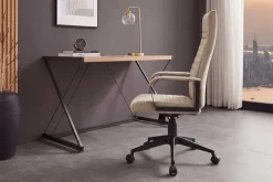 Höhenverstellbarer Bürostuhl LAZIO beige Vogue Velours Samt drehbar mit Rollen