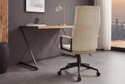 Höhenverstellbarer Bürostuhl LAZIO beige Vogue Velours Samt drehbar mit Rollen
