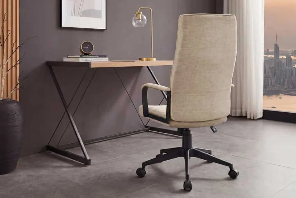 Höhenverstellbarer Bürostuhl LAZIO beige Vogue Velours Samt drehbar mit Rollen