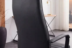 Höhenverstellbarer Bürostuhl LAZIO schwarz Kunstleder drehbar mit Rollen