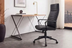 Höhenverstellbarer Bürostuhl LAZIO schwarz Kunstleder drehbar mit Rollen