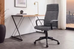 Höhenverstellbarer Bürostuhl LAZIO anthrazit Vogue Velours Samt drehbar mit Rollen