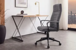 Höhenverstellbarer Bürostuhl LAZIO anthrazit Vogue Velours Samt drehbar mit Rollen