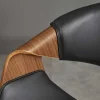 Höhenverstellbarer Bürostuhl ORGANIC schwarz Kunstleder Walnussholz braun drehbar