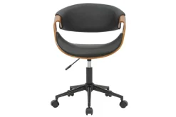 Höhenverstellbarer Bürostuhl ORGANIC schwarz Kunstleder Walnussholz braun drehbar