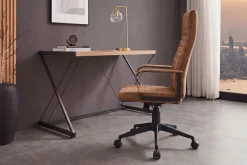 Höhenverstellbarer Bürostuhl LAZIO vintage braun Microfaser drehbar mit Rollen