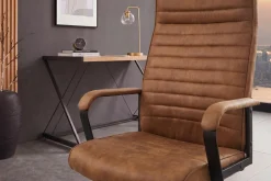 Höhenverstellbarer Bürostuhl LAZIO vintage braun Microfaser drehbar mit Rollen