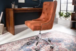 Höhenverstellbarer Bürostuhl VICTORIAN vintage hellbraun mit Chesterfield-Steppung