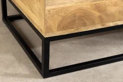 Höhenverstellbarer Couchtisch MAKASSAR FUNCTION 110cm natur cream finish Mangoholz massiv