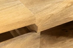Höhenverstellbarer Couchtisch MAKASSAR FUNCTION 110cm natur cream finish Mangoholz massiv