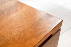 Höhenverstellbarer Couchtisch FACTORY LIFTUP 80cm Mangoholz massiv mit Stauraum Metall