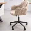 Höhenverstellbarer Design Bürostuhl EUPHORIA champagner greige Samt drehbar Ziersteppung