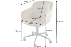 Höhenverstellbarer Design Bürostuhl EUPHORIA champagner greige Samt drehbar Ziersteppung