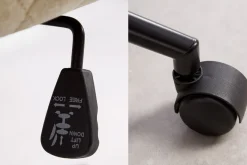 Höhenverstellbarer Design Bürostuhl EUPHORIA champagner greige Samt drehbar Ziersteppung