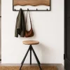 Höhenverstellbarer Hocker FACTORY 60cm natur Mangoholz Metall Sitzhocker