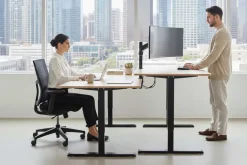 Höhenverstellbarer Schreibtisch OAK DESK 160cm natur Eiche schwarz Metall