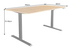 Höhenverstellbarer Schreibtisch OAK DESK 160cm natur Eiche schwarz Metall