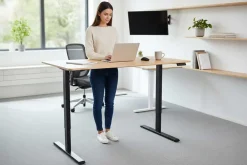 Höhenverstellbarer Schreibtisch OAK DESK 120cm natur Eiche schwarz Metall