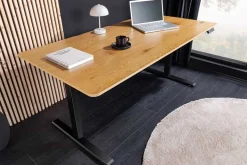 Höhenverstellbarer Schreibtisch OAK DESK 120cm natur Eiche schwarz Metall