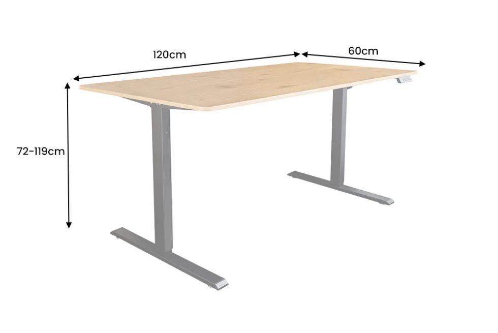 Höhenverstellbarer Schreibtisch OAK DESK 120cm natur Eiche schwarz Metall