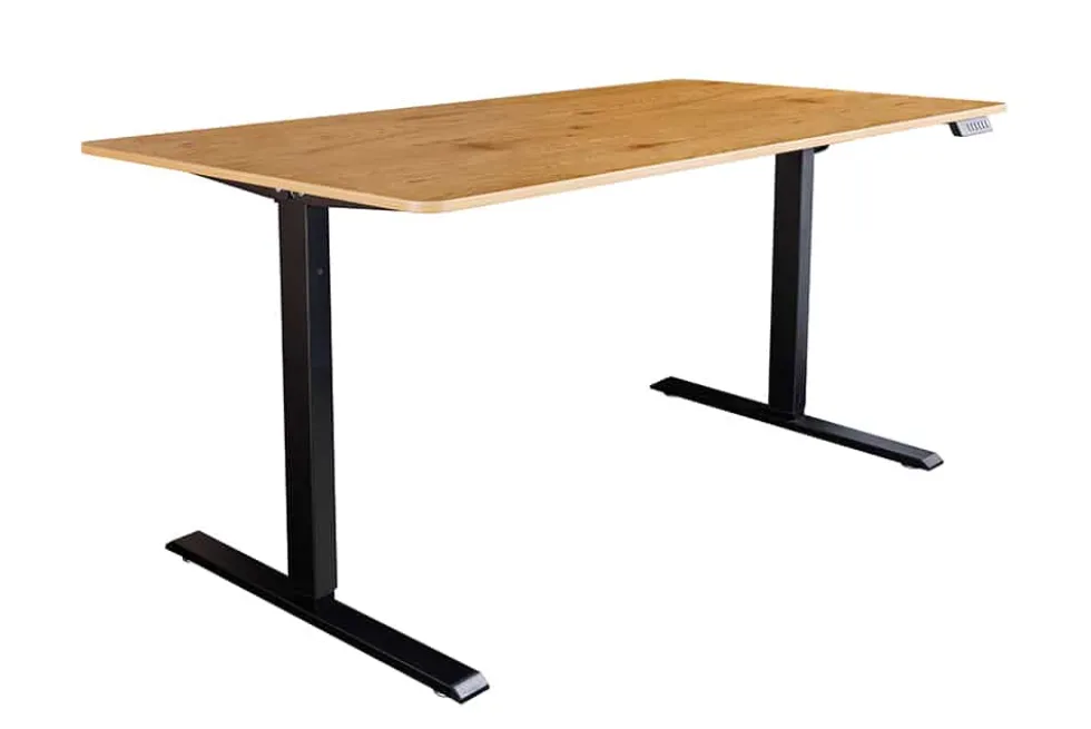 Höhenverstellbarer Schreibtisch OAK DESK 120cm natur Eiche schwarz Metall