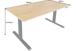 Höhenverstellbarer Schreibtisch OAK DESK 140cm natur Eiche-Design schwarzes Metallgestell