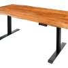 Höhenverstellbarer Schreibtisch MAMMUT 180cm Akazie Massivholz Baumkante handmade