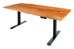 Höhenverstellbarer Schreibtisch MAMMUT 180cm Akazie Massivholz Baumkante handmade
