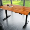 Höhenverstellbarer Schreibtisch MAMMUT 140cm braun Sheesham Massivholz stone finish