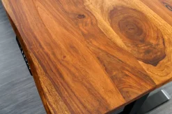 Höhenverstellbarer Schreibtisch MAMMUT 140cm braun Sheesham Massivholz stone finish