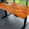 Höhenverstellbarer Schreibtisch MAMMUT 160cm natur Sheesham Massivholz Baumkante