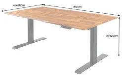 Höhenverstellbarer Schreibtisch MAMMUT 160cm natur Sheesham Massivholz Baumkante