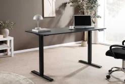Höhenverstellbarer Schreibtisch BLACK DESK 140cm anthrazit schwarzes Metallgestell